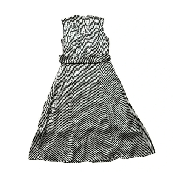 Deborah Lyons Ashley Midi Striped Dress v-neck Sleeveless Black White 6 RTR - Picture 5 of 15